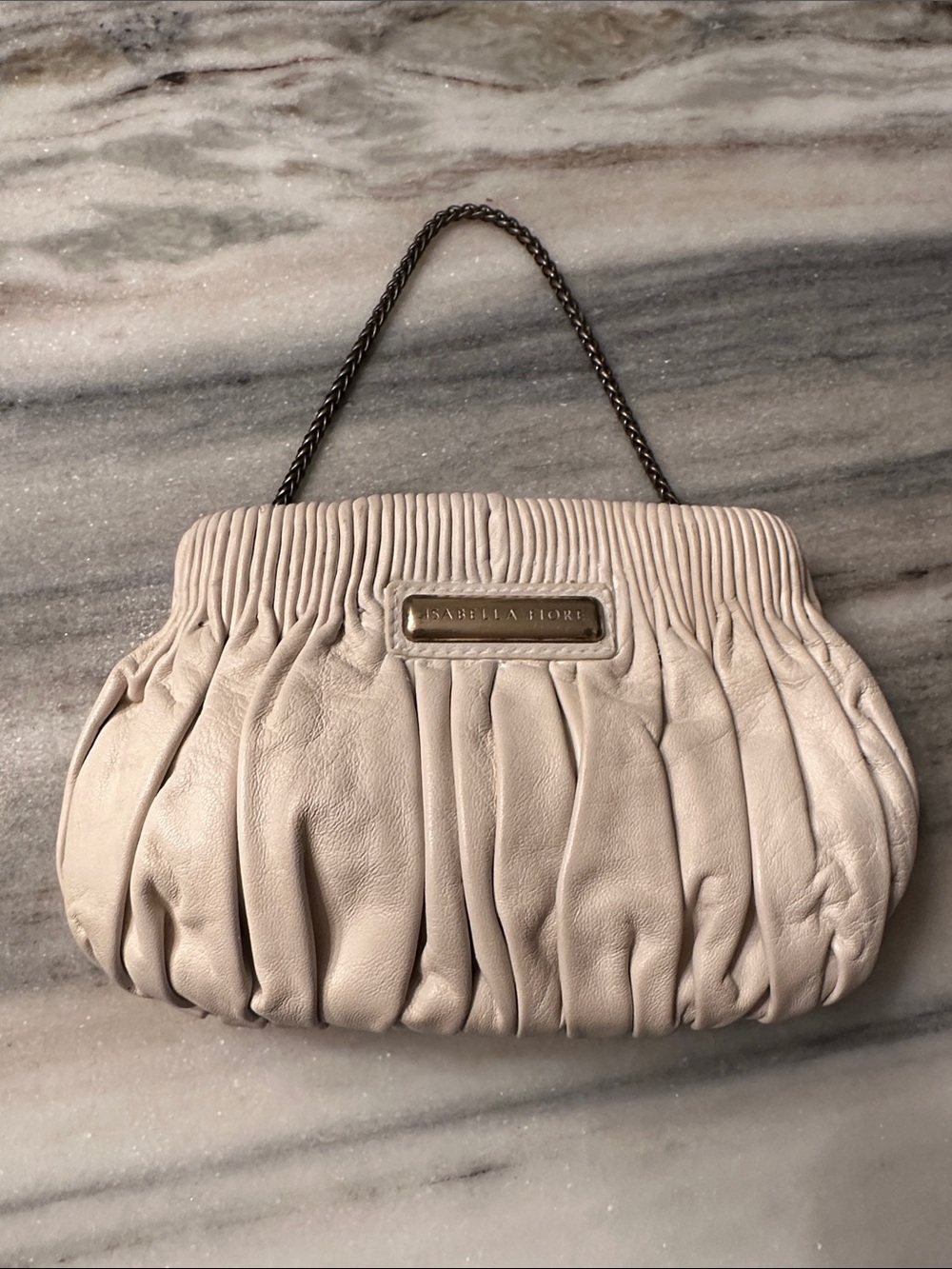 ISABELLA FIORE PLEATED LEATHER MINI BAG